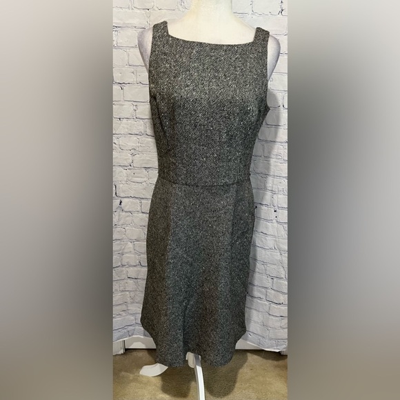 Ann Taylor Midi Sleeveless Grey Wool Blend Dress 12P - Picture 1 of 7